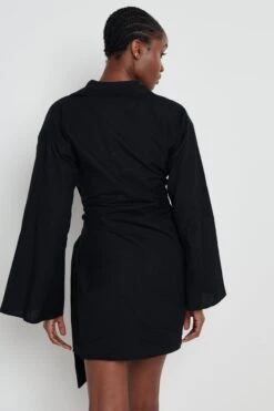 Louis Tie Mini Dress - Black -By Knitwear Shop Louis dress black 4939