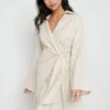 Louis Tie Mini Dress - Sand 1 Louis Tie Mini Dress - Sand -By Knitwear Shop Louis tie dress cream 1343