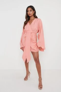 Louise Knot Drape Dress - Terracotta