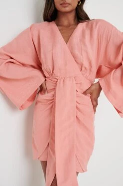 Louise Knot Drape Dress - Terracotta -By Knitwear Shop Louise Knot Drape Dress Terracotta 2616