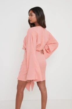 Louise Knot Drape Dress - Terracotta -By Knitwear Shop Louise Knot Drape Dress Terracotta 2634