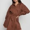 Mabel Mini Shirt Dress- Brown 2 Mabel Mini Shirt Dress- Brown -By Knitwear Shop Mabel shirt brown 3574