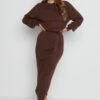 Mae Crew Neck Knit Dress - Forest Gateau 2 Mae Crew Neck Knit Dress - Forest Gateau -By Knitwear Shop Mae dress brown 4855