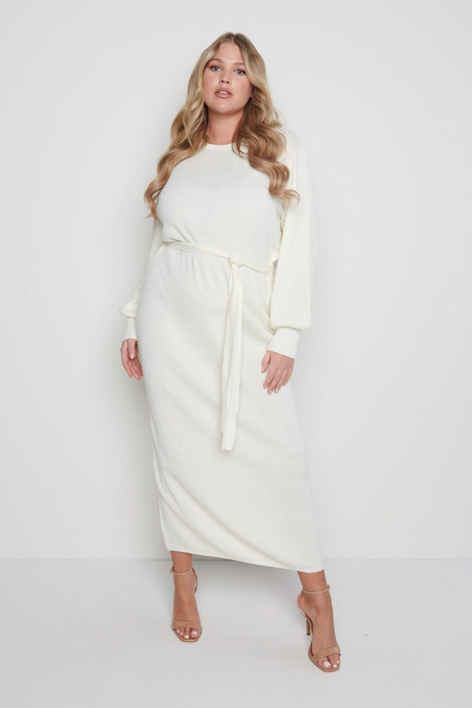 Mae Crew Neck Knit Dress - Cream 10 Mae Crew Neck Knit Dress - Cream - Image 8