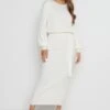 Mae Crew Neck Knit Dress - Cream -By Knitwear Shop Mae dress cream 4923