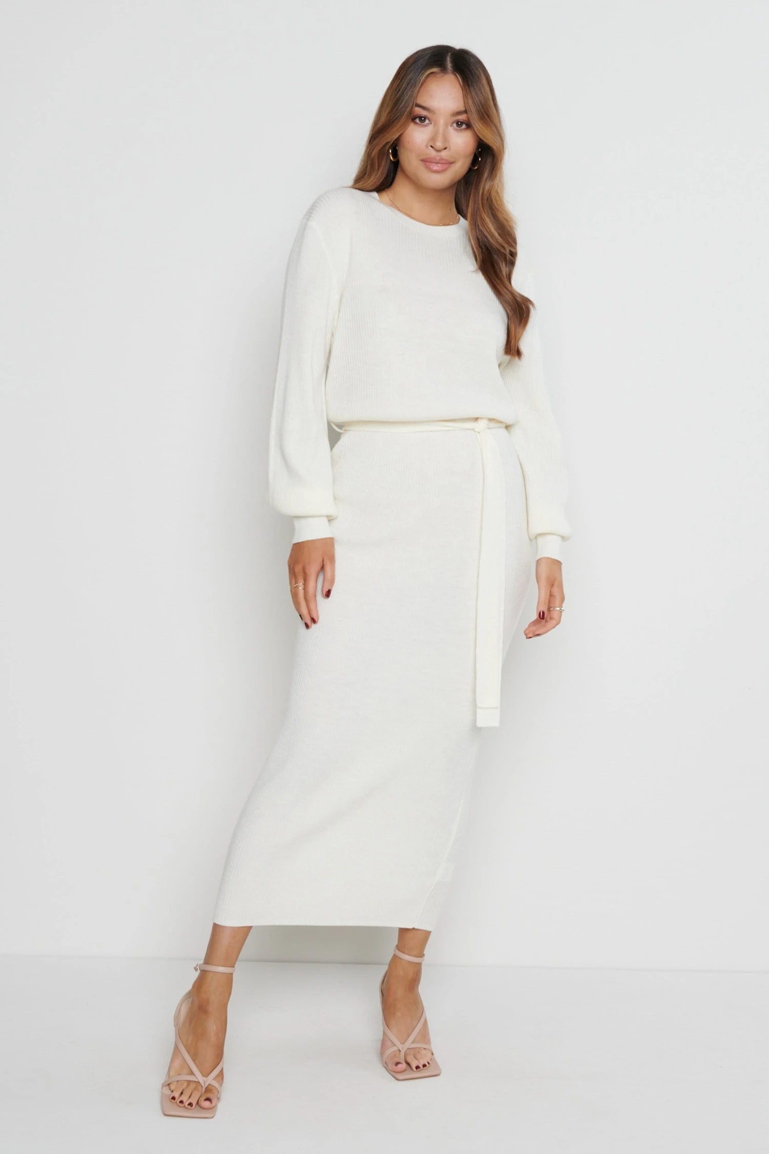 Mae Crew Neck Knit Dress - Cream 3 Mae Crew Neck Knit Dress - Cream