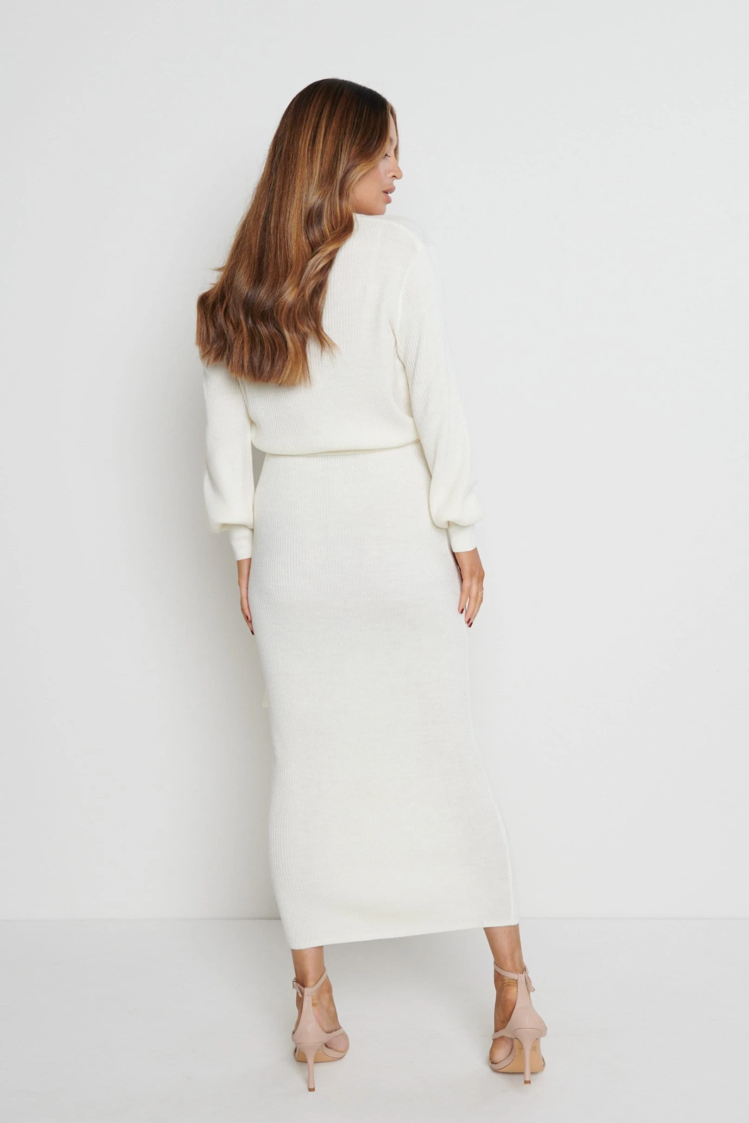 Mae Crew Neck Knit Dress - Cream 5 Mae Crew Neck Knit Dress - Cream - Image 3