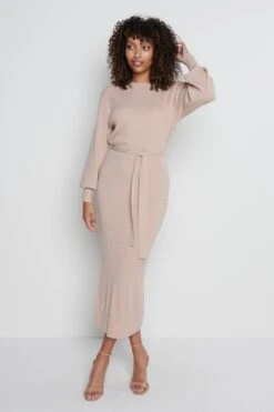 Mae Crew Neck Knit Dress - Dusty Pink -By Knitwear Shop Mae dress pink 4966