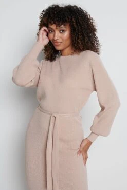 Mae Crew Neck Knit Dress - Dusty Pink -By Knitwear Shop Mae dress pink 4974