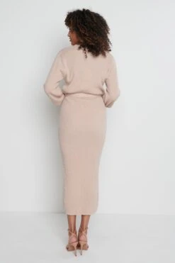 Mae Crew Neck Knit Dress - Dusty Pink -By Knitwear Shop Mae dress pink 4996