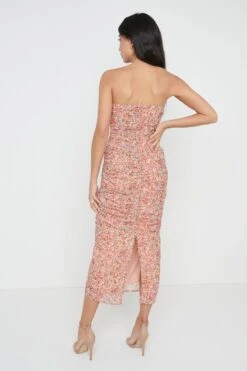 Matilda Ruched Midaxi Dress - Orange Ditsy Floral -By Knitwear Shop Matilda Dress 725