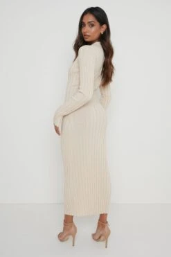 Micah Ribbed Midaxi Knit Dress - Cream 9 Micah Ribbed Midaxi Knit Dress - Cream -By Knitwear Shop Micah Midi Cream58