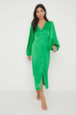 Naya Recycled Midaxi Dress - Emerald Green -By Knitwear Shop Naya Dress Green 2087