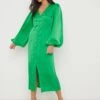 Naya Recycled Midaxi Dress - Emerald Green 1 Naya Recycled Midaxi Dress - Emerald Green -By Knitwear Shop Naya Dress Green 2095