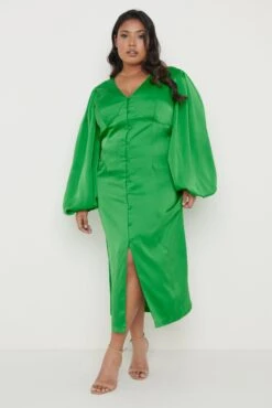 Naya Recycled Midaxi Dress - Emerald Green -By Knitwear Shop Naya Midaxi Dress Green Curve 122