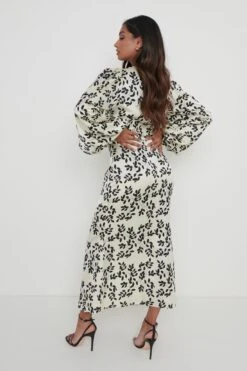 Naya Satin Midaxi Dress - Monochrome Floral -By Knitwear Shop Naya Satin Midaxi dress Floral67