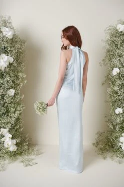 Odelle Maxi Bridesmaid Dress - Matte Ice Blue -By Knitwear Shop ODELLE SATIN BLUE 3922