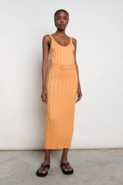 Oli Belted Knit Dress - Orange