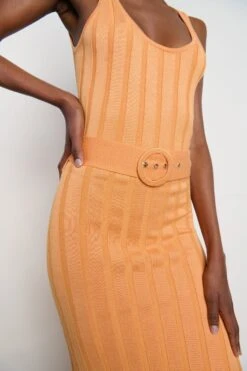 Oli Belted Knit Dress - Orange -By Knitwear Shop Oli Orange 2321
