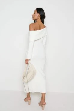 Payton Asymmetric Bardot Knit Dress - Cream -By Knitwear Shop Payton cream dress 2370 8acffaef 434c 4c35 992c 5e86d7221c70