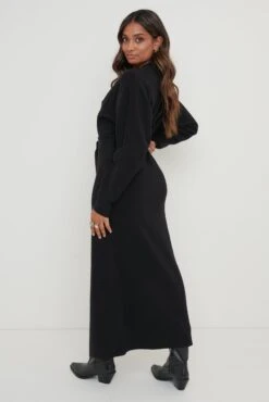 Peony Belted Cardigan Dress - Black -By Knitwear Shop Peony Belted Cardigan Dress Black 207