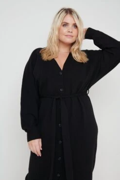 Peony Belted Cardigan Dress - Black -By Knitwear Shop Peony Belted Cardigan Dress Curve 3505