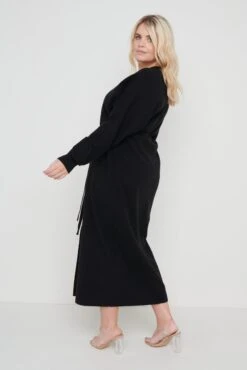 Peony Belted Cardigan Dress - Black -By Knitwear Shop Peony Belted Cardigan Dress Curve 3519