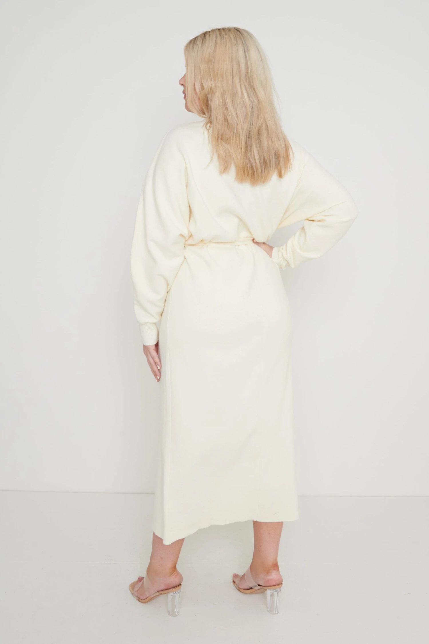 Peony Belted Cardigan Dress - Cream 10 Peony Belted Cardigan Dress - Cream - Image 9