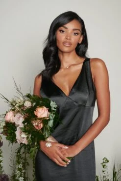 Piper Maxi Bridesmaid Dress - Matte Black -By Knitwear Shop Piper Maxi Black 2065