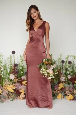 Piper Maxi Bridesmaid Dress - Matte Mahogany -By Knitwear Shop Piper Maxi Mahogany 1504