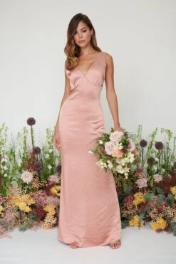 Piper Maxi Bridesmaid Dress - Matte Tan Blush -By Knitwear Shop Piper Maxi Tan Blush 1317