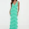 Piper Ruffle Maxi Dress - Green -By Knitwear Shop Piper Ruffle Midaxi Green 1309