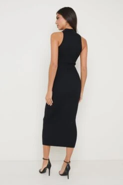 Reagan Sleeveless Grown On Neck Dress - Black -By Knitwear Shop Raegan Dress Black 701