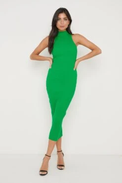 Reagan Sleeveless Grown On Neck Dress - Green 10 Reagan Sleeveless Grown On Neck Dress - Green -By Knitwear Shop Raegan Dress Green 787