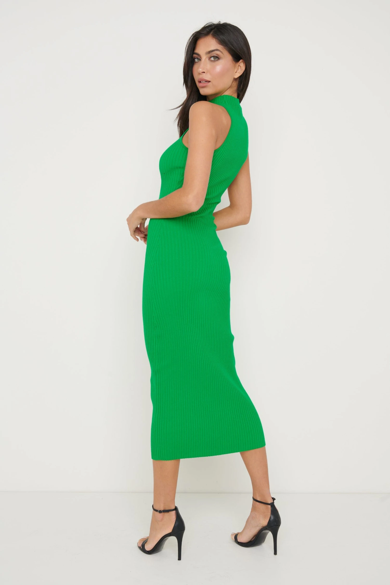 Reagan Sleeveless Grown On Neck Dress - Green 4 Reagan Sleeveless Grown On Neck Dress - Green - Image 2