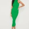 Reagan Sleeveless Grown On Neck Dress - Green -By Knitwear Shop Raegan Dress Green 810