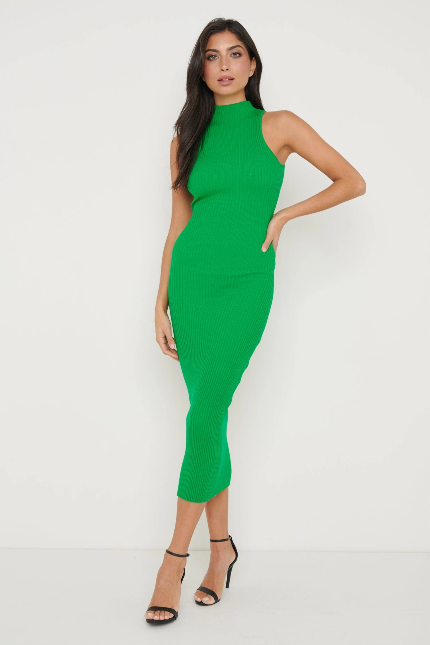 Reagan Sleeveless Grown On Neck Dress - Green 3 Reagan Sleeveless Grown On Neck Dress - Green