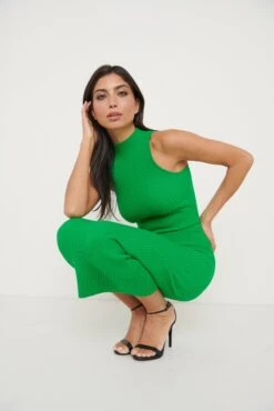 Reagan Sleeveless Grown On Neck Dress - Green 11 Reagan Sleeveless Grown On Neck Dress - Green -By Knitwear Shop Raegan Dress Green 820