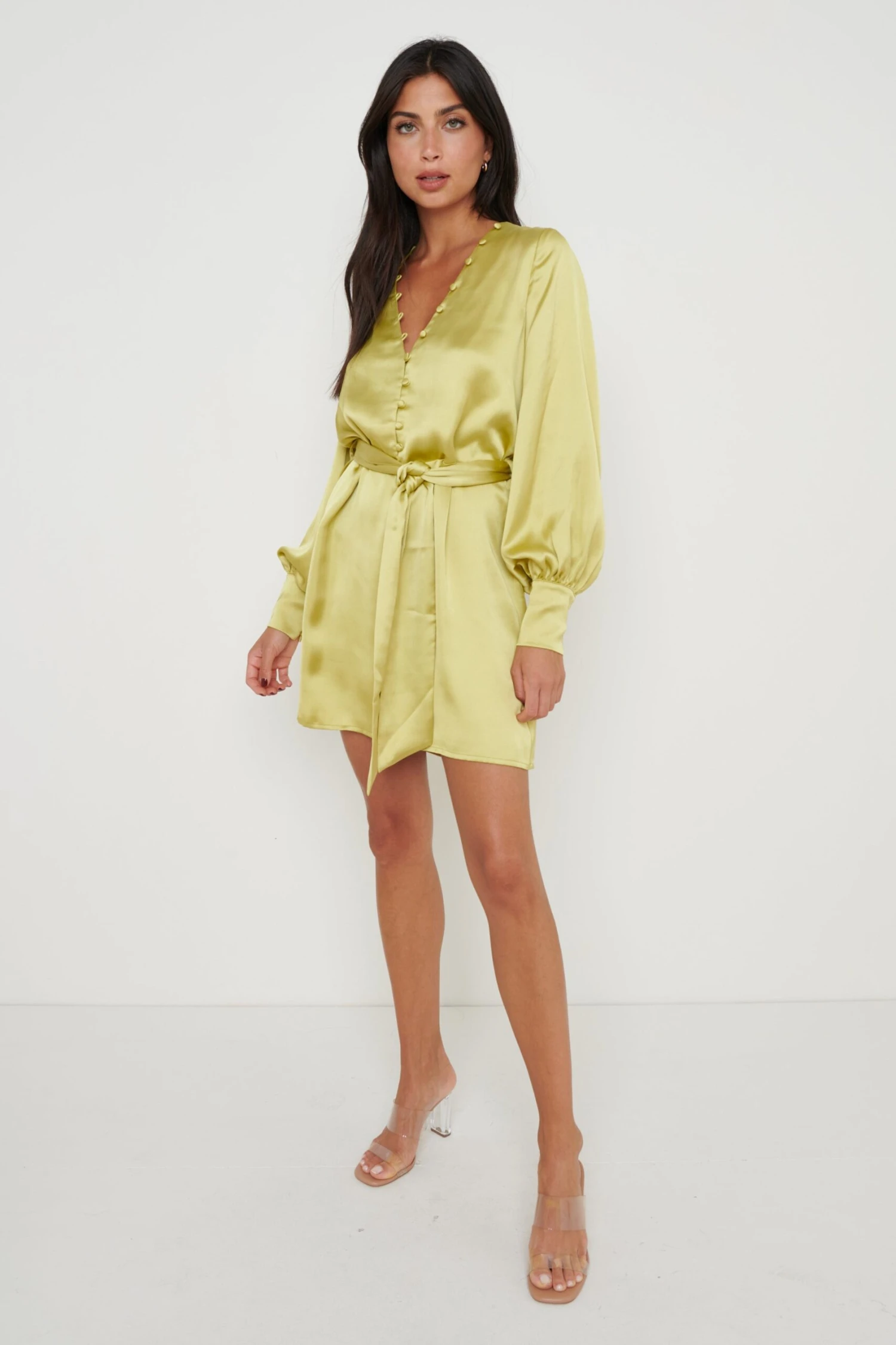 Remi Button Down Mini Dress - Chartreuse 3 Remi Button Down Mini Dress - Chartreuse