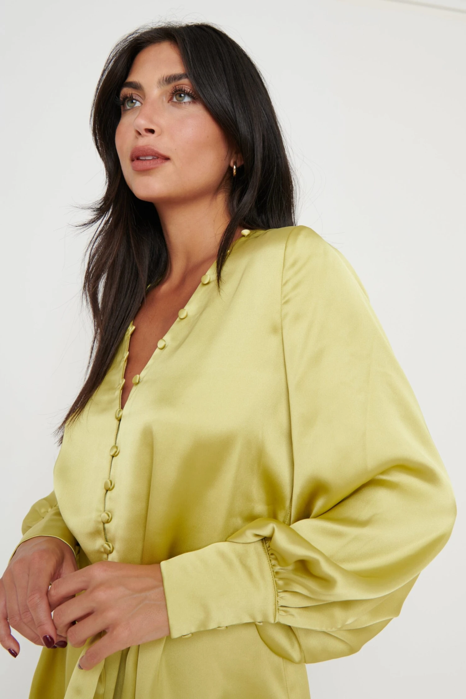 Remi Button Down Mini Dress - Chartreuse 4 Remi Button Down Mini Dress - Chartreuse - Image 2