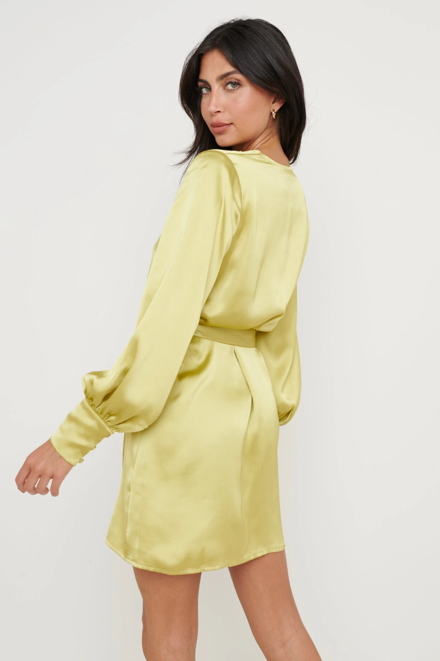 Remi Button Down Mini Dress - Chartreuse 5 Remi Button Down Mini Dress - Chartreuse - Image 3