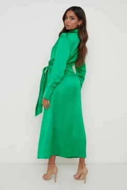 Ronnie Recycled Satin Wrap Dress - Emerald Green 12 Ronnie Recycled Satin Wrap Dress - Emerald Green -By Knitwear Shop Ronnie Wrap Dress Green 873