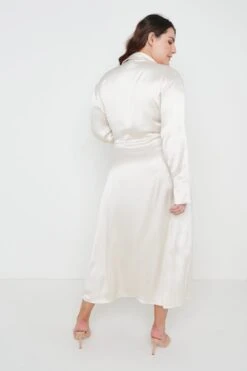 Ronnie Satin Wrap Dress - Oyster -By Knitwear Shop Ronnie wrap dress oyster 2847