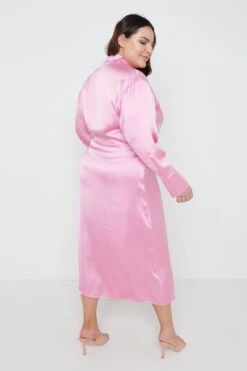 Ronnie Satin Wrap Dress - Pink -By Knitwear Shop Ronnie wrap dress pink 3039