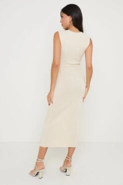 Rowan Sleeveless Knit Dress - Ecru -By Knitwear Shop Rowan Knit Dress Cream 1983
