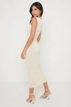 Rowan Sleeveless Knit Dress - Ecru -By Knitwear Shop Rowan Knit Dress Cream 1989