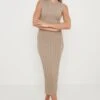 Rowan Sleeveless Knit Dress - Taupe 1 Rowan Sleeveless Knit Dress - Taupe -By Knitwear Shop Rowan Knit Dress Taupe 1927