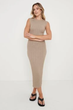 Rowan Sleeveless Knit Dress - Taupe