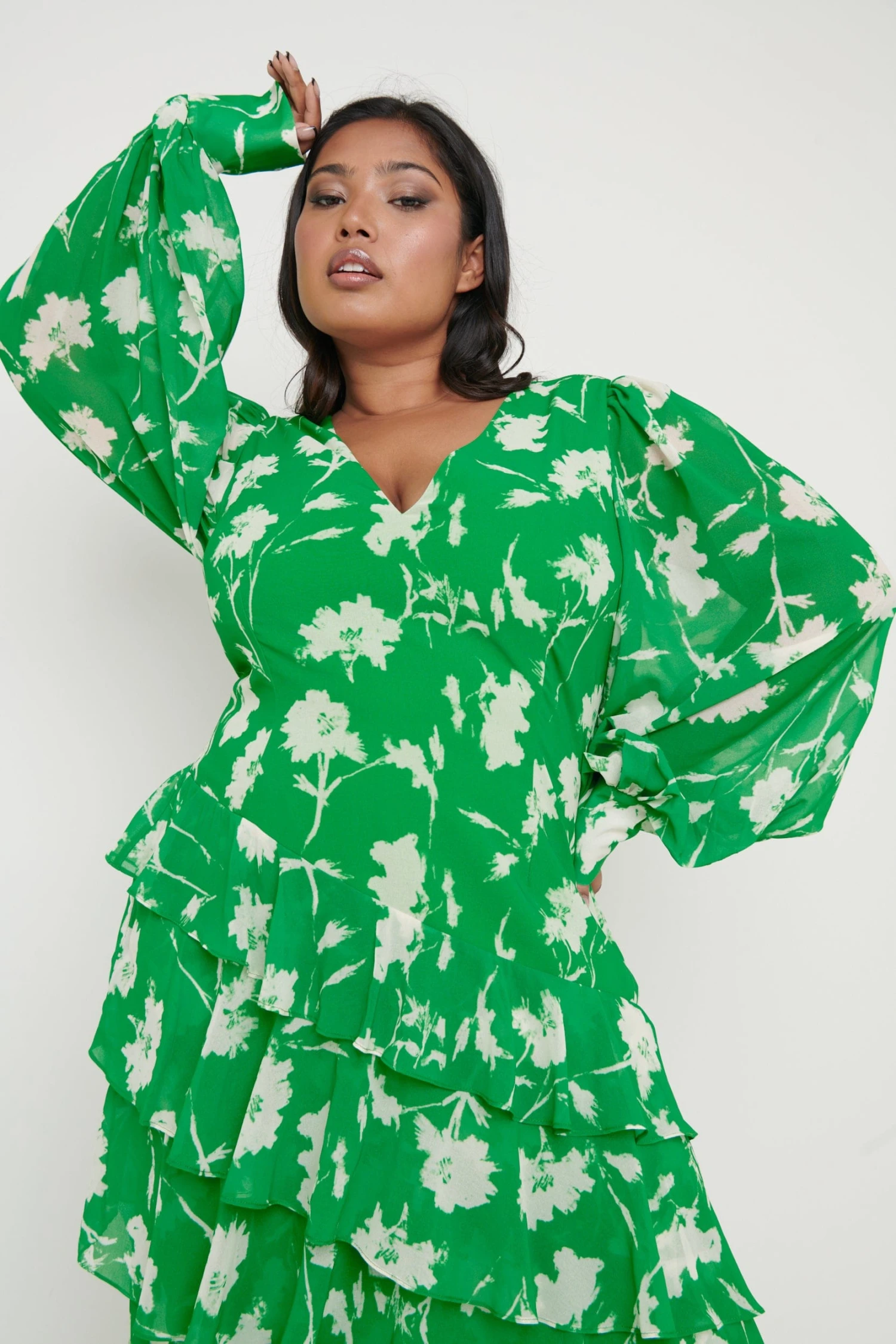 Sabrinna Backless Ruffle Dress - Green Floral 9 Sabrinna Backless Ruffle Dress - Green Floral - Image 7