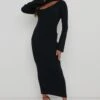 Shani Cut Out Knit Dress - Black 1 Shani Cut Out Knit Dress - Black -By Knitwear Shop Shani Cut Out Knit Midaxi Dress Black 1569